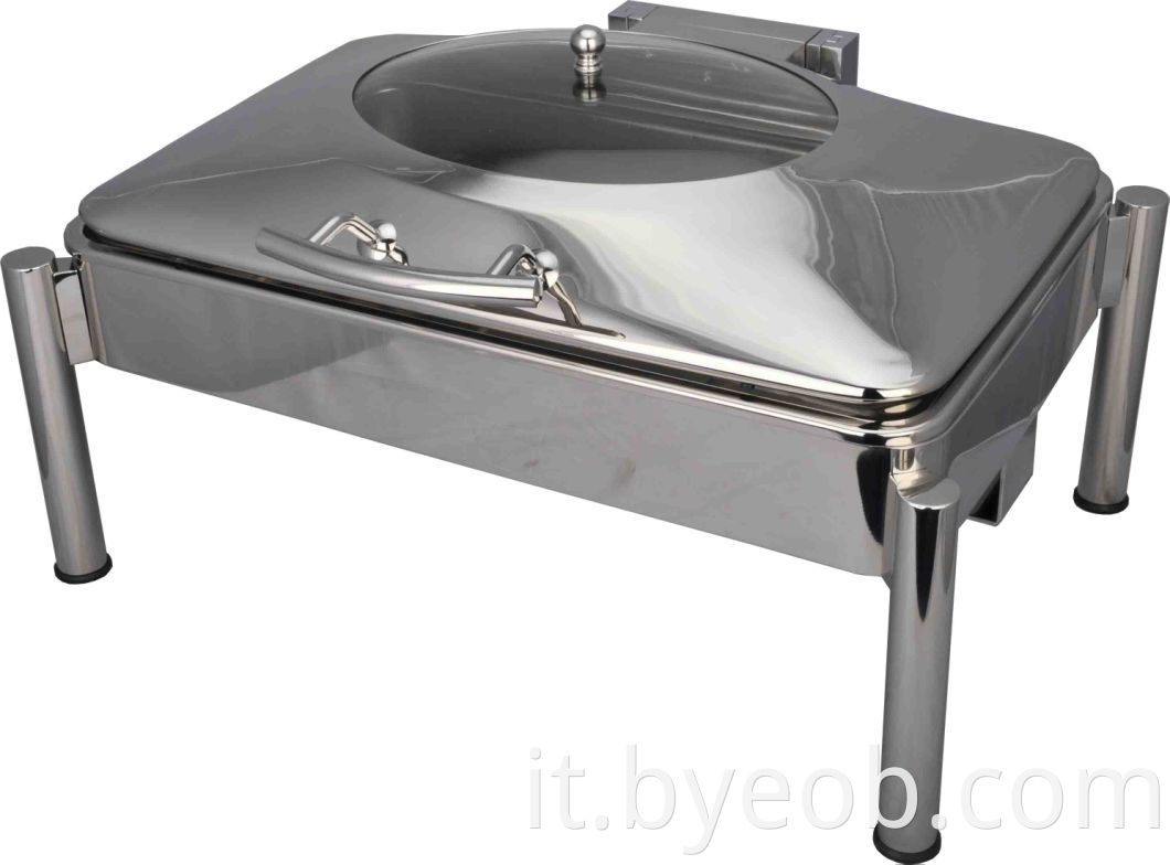 Chafing Dish Rettangolare con Telaio Pillard per Buffet a Induzione